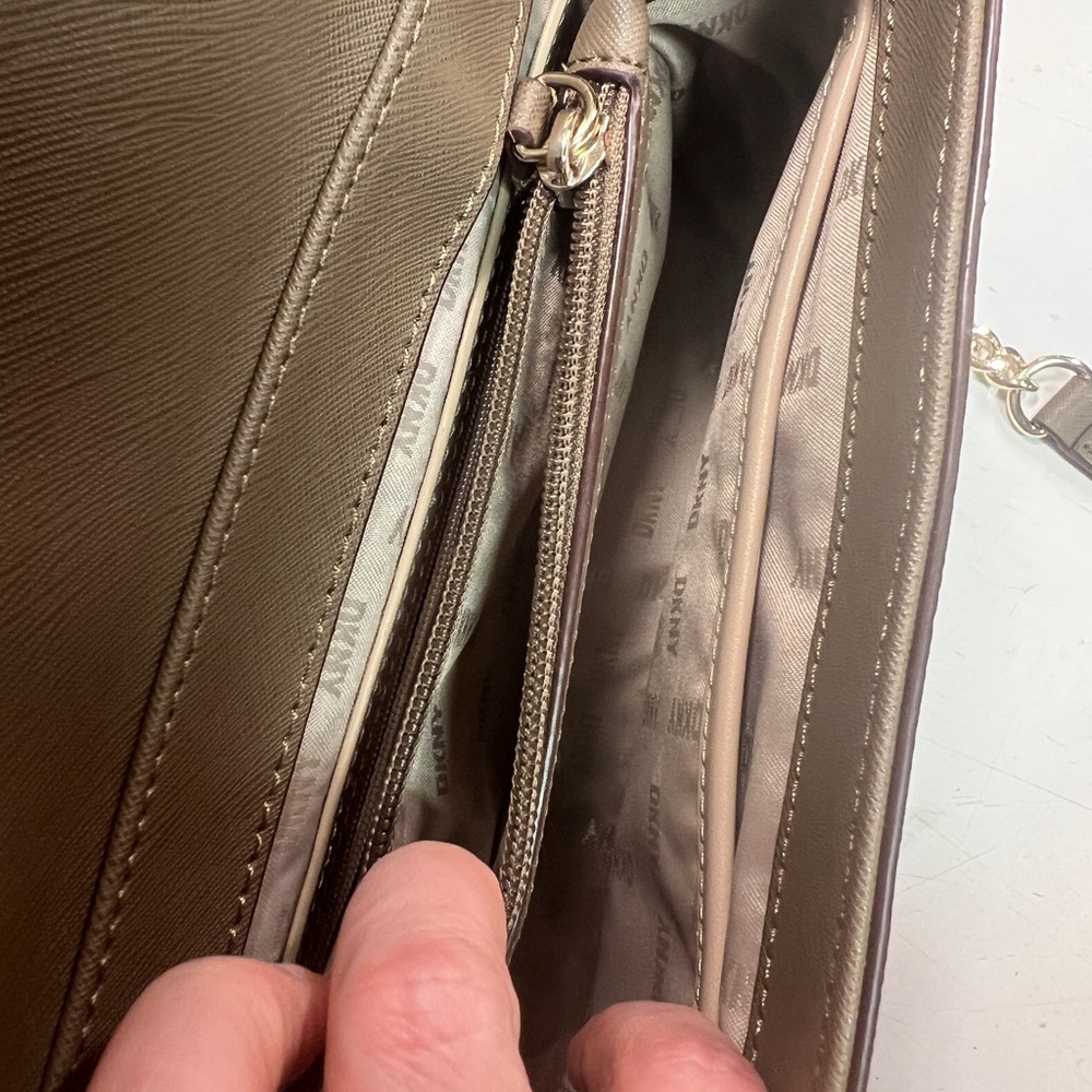 DKNY Brown Crossbody Bag with Chain Strap - Picture 7 of 10